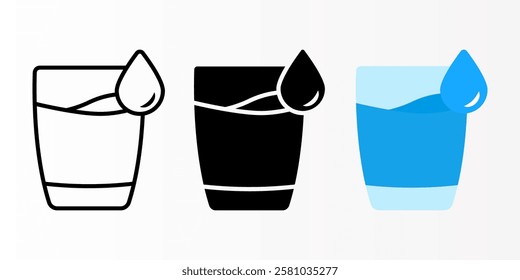 Drink icon set. Glass of water sign. for mobile concept and web design. vector illustration on white background