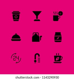 drink icon set. hours, cocktail and faucet vector icon for graphic design and web