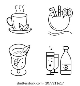 drink icon set, icon of drink isolated design