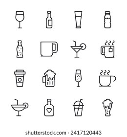 Drink icon set isolated on white
