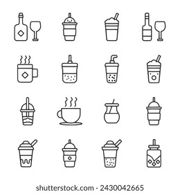 drink icon set isolated on white