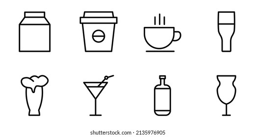 Drink icon set. line icon style. suitable for drink icon. simple design editable. Design template vector