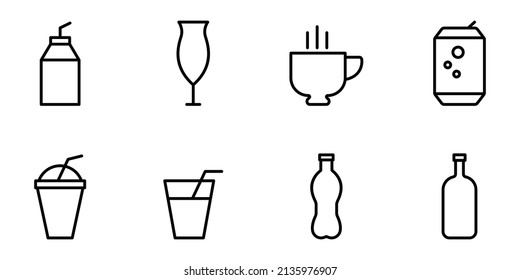 Juego de iconos para beber. estilo de icono de línea. icono adecuado para beber. diseño simple editable. vector de plantilla de diseño