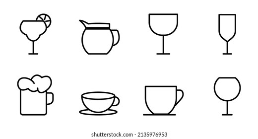 Drink icon set. line icon style. suitable for drink icon. simple design editable. Design template vector