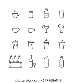 Drink icon set. Simple set of line icon, minimal design. Vector icons.