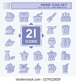 Drink Icon Set. suitable for Food symbol. two tone style. simple design editable. design template vector. simple symbol illustration