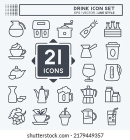 Drink Icon Set. suitable for Food symbol. line style. simple design editable. design template vector. simple symbol illustration