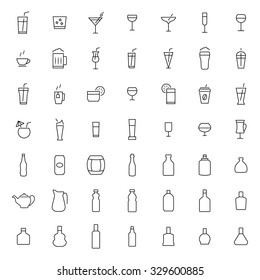 Drink Icon Set In Thin Line Style