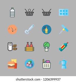 drink icon set. vector set about bottle opener, cubes, corkscrew and kettle icons set.