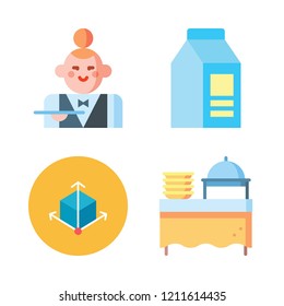 drink icon set. vector set about milk, waitress, cube and catering icons set.