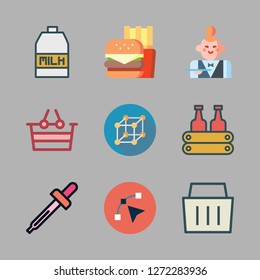 drink icon set. vector set about waitress, shopping basket, vector and droppers icons set.