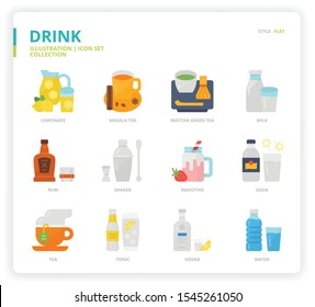 Drink icon set for web design, book, magazine, poster, ads, app, etc.