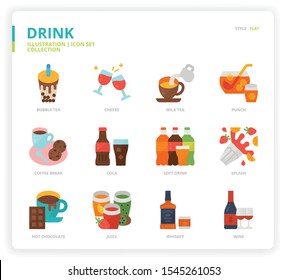 Drink icon set for web design, book, magazine, poster, ads, app, etc.