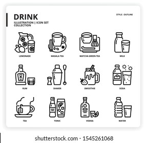 Drink icon set for web design, book, magazine, poster, ads, app, etc.