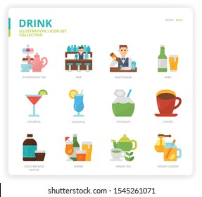 Drink icon set for web design, book, magazine, poster, ads, app, etc.