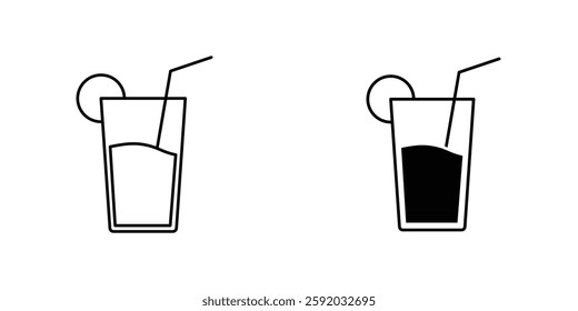 Drink icon symbol collection on white background.