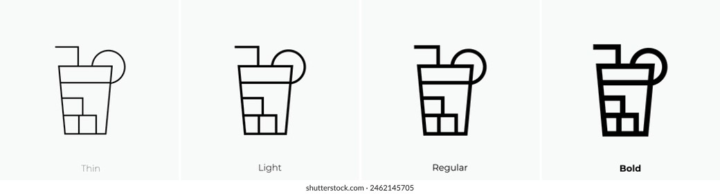 drink icon. Thin, Light Regular And Bold style design isolated on white background