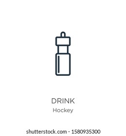 Drink icon. Thin linear drink outline icon isolated on white background from hockey collection. Line vector sign, symbol for web and mobile