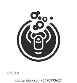 drink icon of top view open can soda, beer or beverage, flat vector illustration