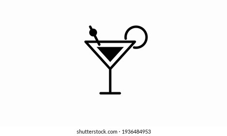 Drink Icon. Vector black and white isolated illustration of a alcohol cup