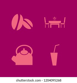 drink icon. drink vector icons set dining table restaurant, soda, coffee beans and teapot