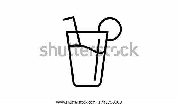 Drink Icon. Vector isolated illustration of a glass\
with liquid and a straw