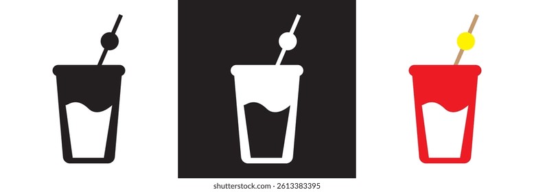 Drink icon.  Vector for websites, mobile interfaces, presentations, banner, visual branding etc. Vector illustration. isolated on white and black background. EPS 10