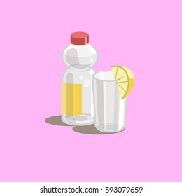 Drink icon for web and prints. Water and glass. Vector illustration