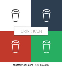 drink icon white background. Editable outline drink icon from fastfood. Trendy drink icon for web and mobile.