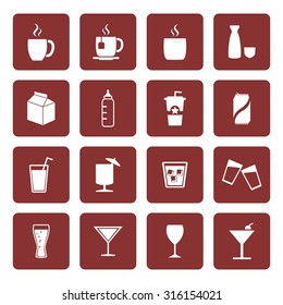 Drink icons. Beverage icons. Vector Illustration. silhouette. EPS10
