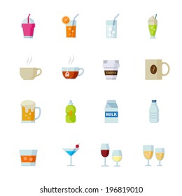 Drink icons and Beverages Icons : Flat Icon Set for Web and Mobile Application
