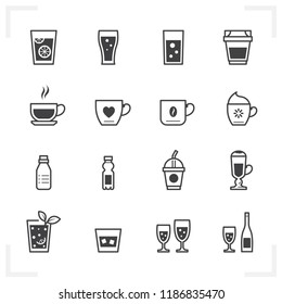 Drink icons and Beverages icons with White Background 