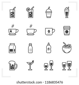 Drink icons and Beverages icons with White Background 