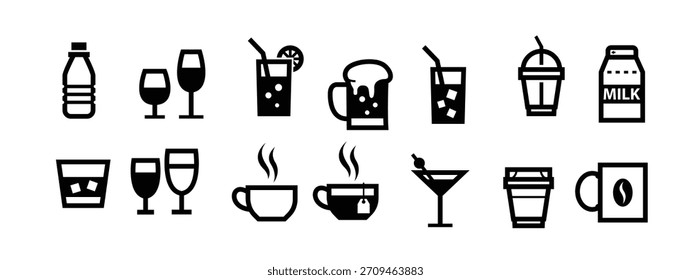 drink icons and beverages icons with white background