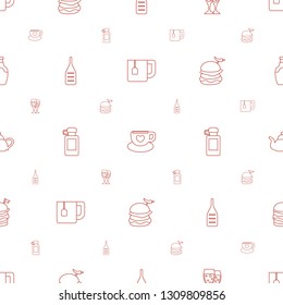 drink icons pattern seamless white background. Included editable line tea cup, cup with heart, glasses clink, fitness bottle, bottle for fitness icons. drink icons for web and mobile.