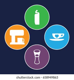 Drink icons set. set of 4 drink filled icons such as cleanser, milk glass, cup with heart
