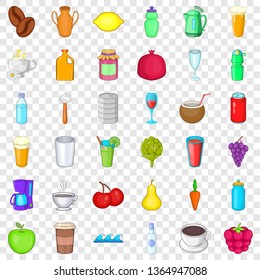 Drink icons set. Cartoon style of 36 drink vector icons for web for any design