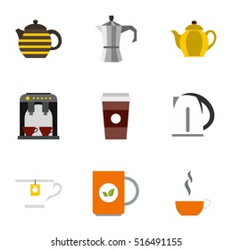 Drink icons set. Flat illustration of 9 drink vector icons for web