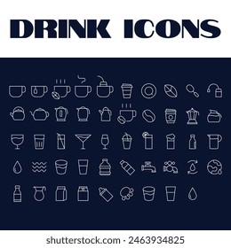 Drink icons set. line drinks icon vector illustration. Beverage coffee tea drinks illustration
