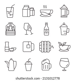 Drink icons set . Drink pack symbol vector elements for infographic web