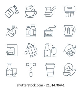 Drink icons set . Drink pack symbol vector elements for infographic web