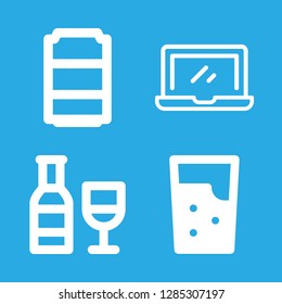 drink icons set with soda, wine and glass of water vector set