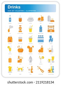 Trinken Sie Symbole Set. UI Pixel Perfect Gut gestaltete Vector Thin Line Icons. Die Illustrationen sind ein Vektor.
