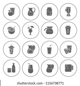 Drink Icons Set - Vector Glass For Beer, Wine, Juice And Alcohol Icons