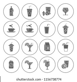 Drink Icons Set - Vector Glass For Beer, Wine, Juice And Alcohol Icons