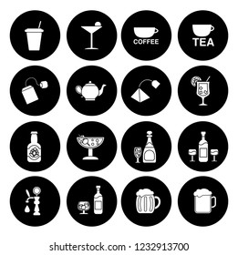 drink icons set - vector glass for beer, wine, juice and alcohol icons