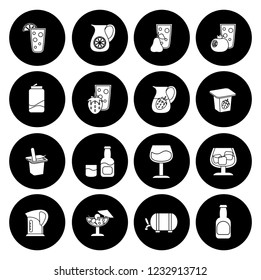 drink icons set - vector glass for beer, wine, juice and alcohol icons