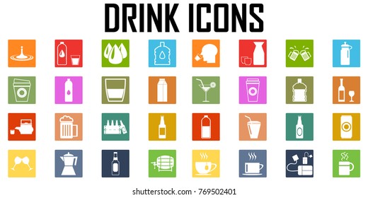 drink icons set vector mono symbol.