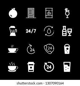 drink icons set with vending machine, wine and kettle vector set