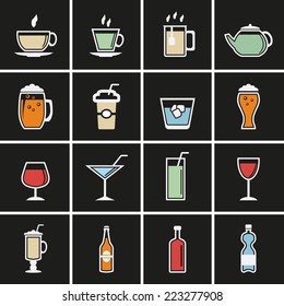 Drink Icons. Vector for web